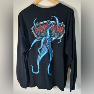 Ron Jon Surf Shop Octopus Shirt Mens XL Black Surf Long Sleeve Cotton Key West